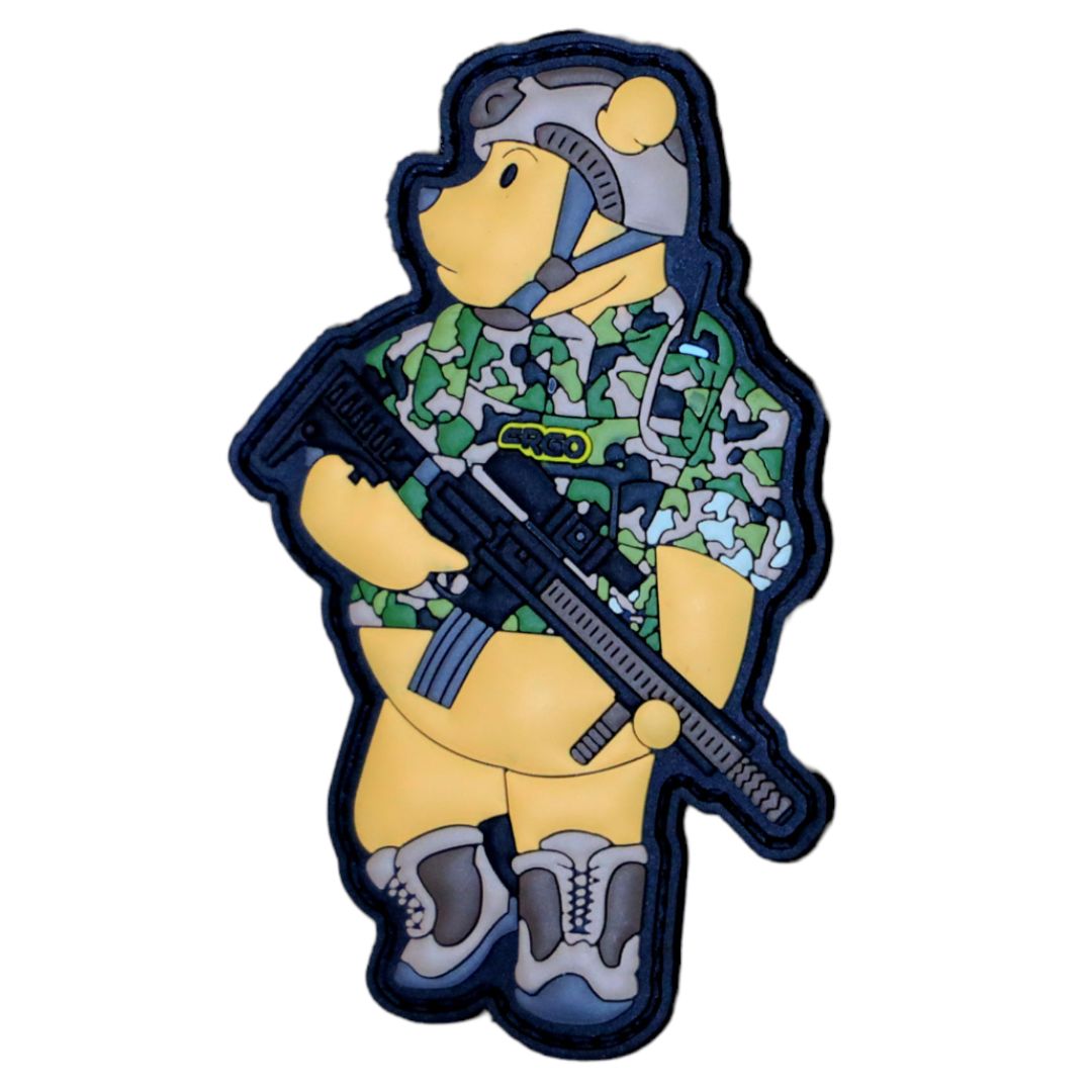 Winnie the Pew patch against white background